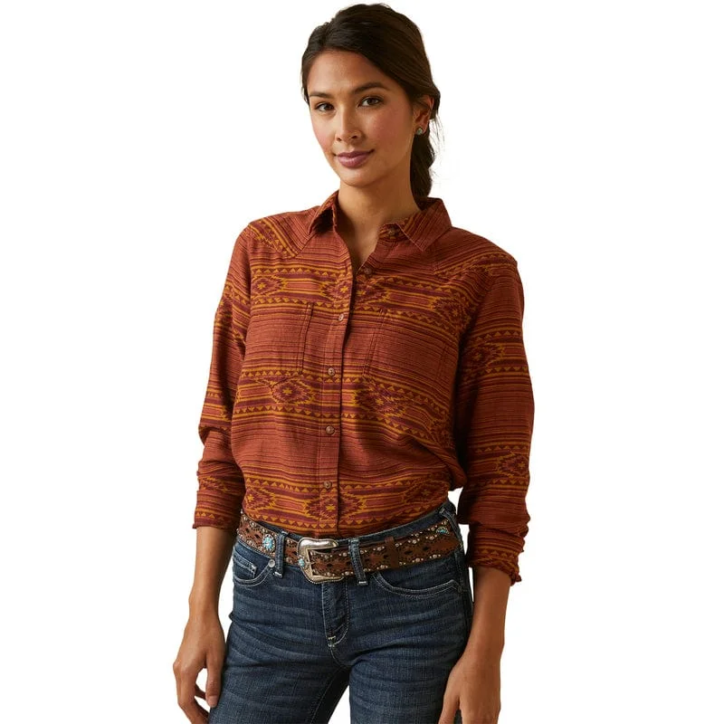 Ariat Women's Billie Jean Canyon Long Sleeve Button Down Shirt 10046042 Cozy Linen Short Shirt