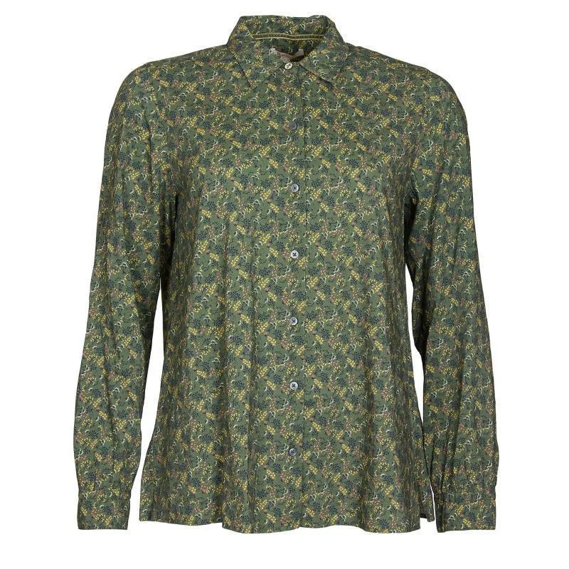 Barbour Hindscarth Ladies Shirt - Sage Print Casual Short Sleeve Top