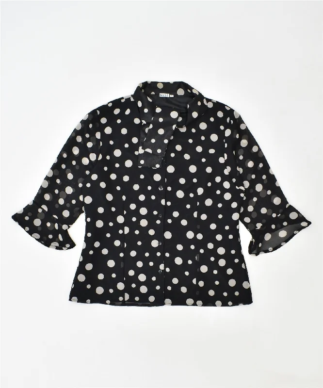 BLANCHE PORTE Womens Shirt Blouse IT 44 Medium Black Polka Dot Polyester Casual Plain Short Shirt BLANCHE PORTE Womens Shirt Blouse IT 44 Medium Black Polka Dot Polyester Casual Plain Short Shirt