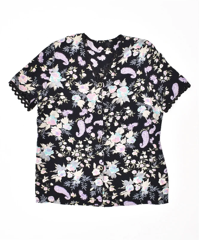 ENKA Womens Shirt Blouse EU 46 XL Multicoloured Paisley Viscose Vintage Fashionable Tied Short Sleeve ENKA Womens Shirt Blouse EU 46 XL Multicoloured Paisley Viscose Vintage Fashionable Tied Short Sleeve