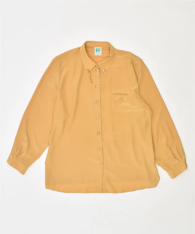 FRANKENWALDER Womens Shirt EU 46 XL Yellow Polyester Vintage Comfortable Fit Short Shirt FRANKENWALDER Womens Shirt EU 46 XL Yellow Polyester Vintage Comfortable Fit Short Shirt