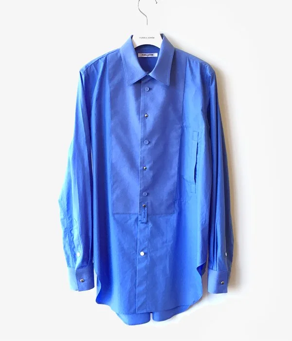 FUMIKA_UCHIDA/STANDARD-COLLAR BIB SHIRT(FLO BLUE×SILVER/size34) Comfortable Fitted Short Sleeve FUMIKA_UCHIDA/STANDARD-COLLAR BIB SHIRT(FLO BLUE×SILVER/size34) Comfortable Fitted Short Sleeve