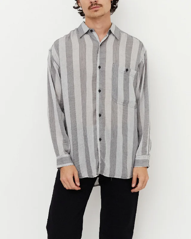 Stripe Sheer Shirt Chic Button-Up Short Shirt