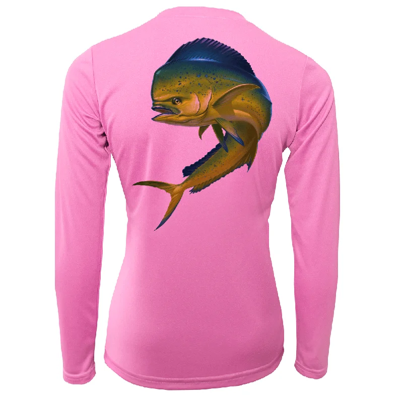 Key West Action Mahi Women's Long Sleeve UPF 50+ Dry-Fit Shirt Trendy Ruffled Short Sleeve