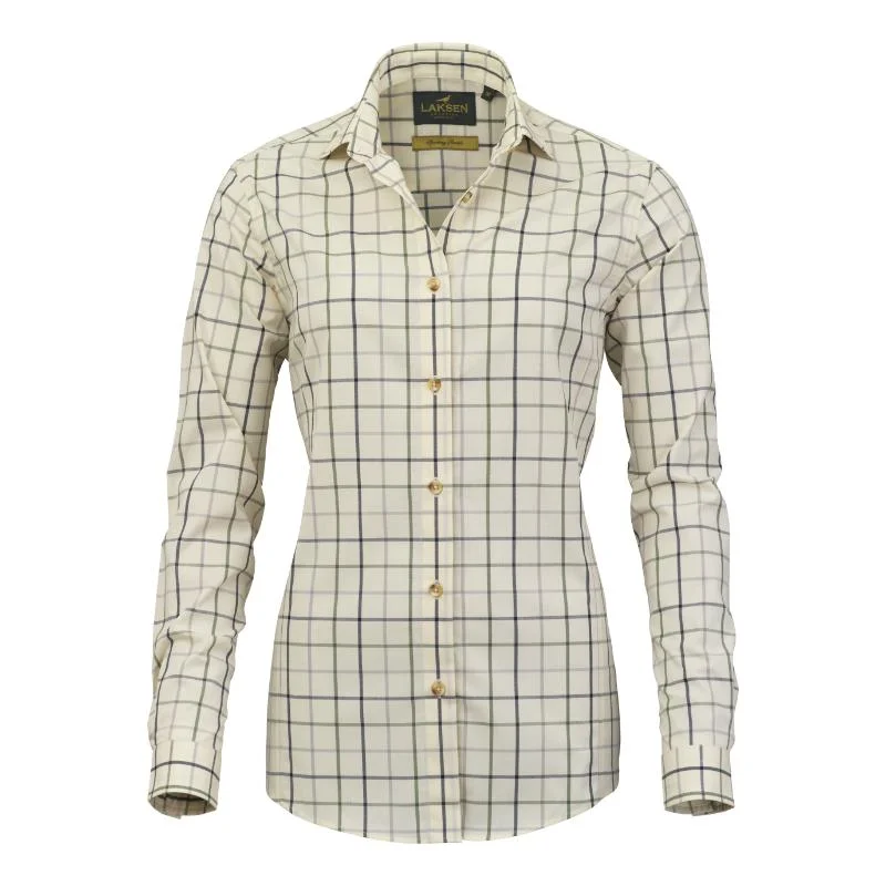 Laksen Bea Ladies Shirt - Grey/Supernavy/Woody Comfortable Loose Short Sleeve