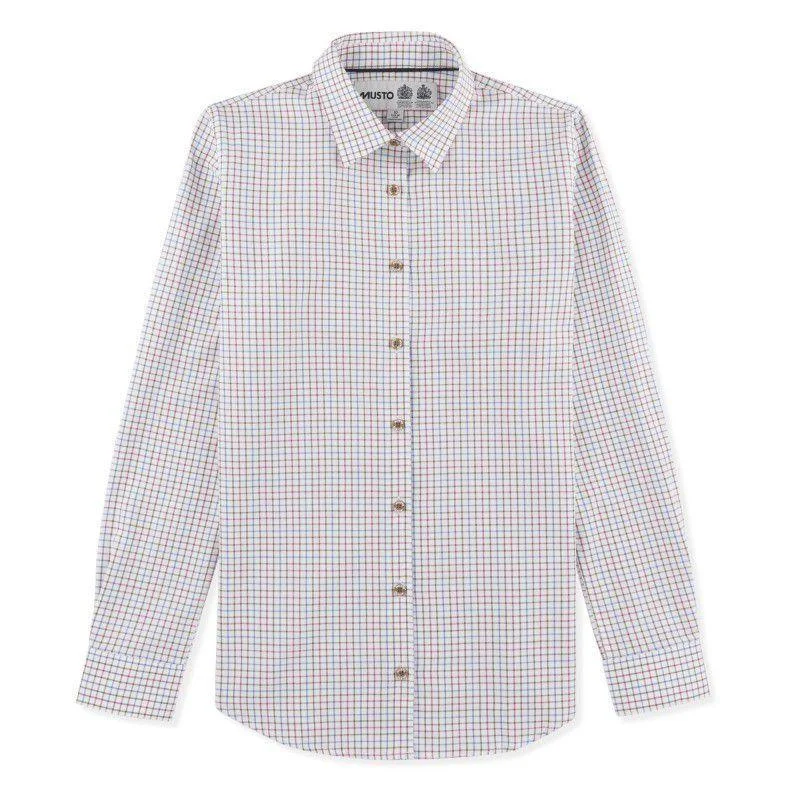 Musto Ladies Country Shirt - Blue Pink Check Stylish Round Neck Shirt