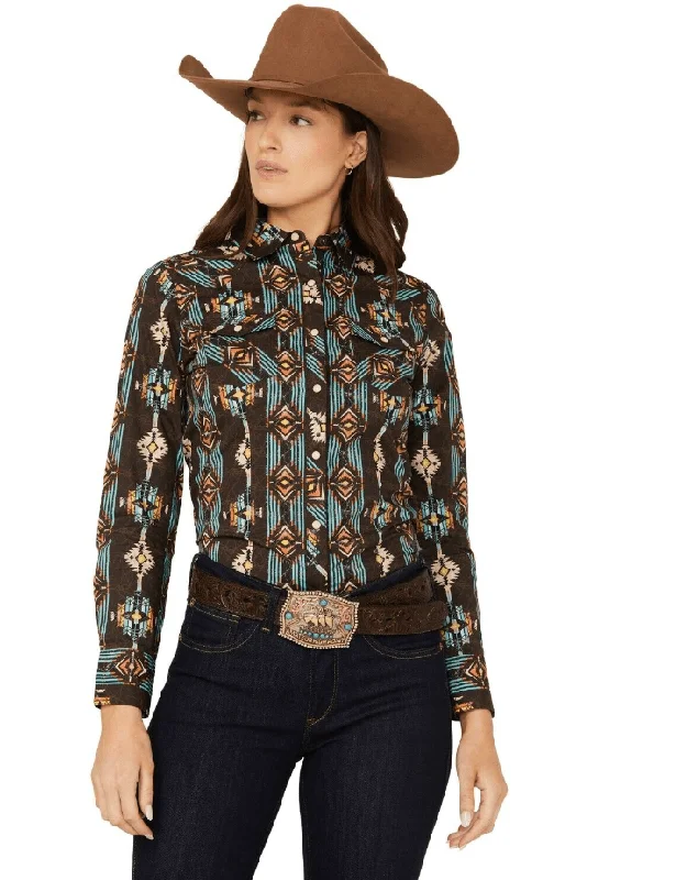 Panhandle Women's Multi Southwestern Print Long Sleeve Western Shirt B4S3321 Casual Slouchy Short Sleeve Panhandle Women's Multi Southwestern Print Long Sleeve Western Shirt B4S3321 Casual Slouchy Short Sleeve