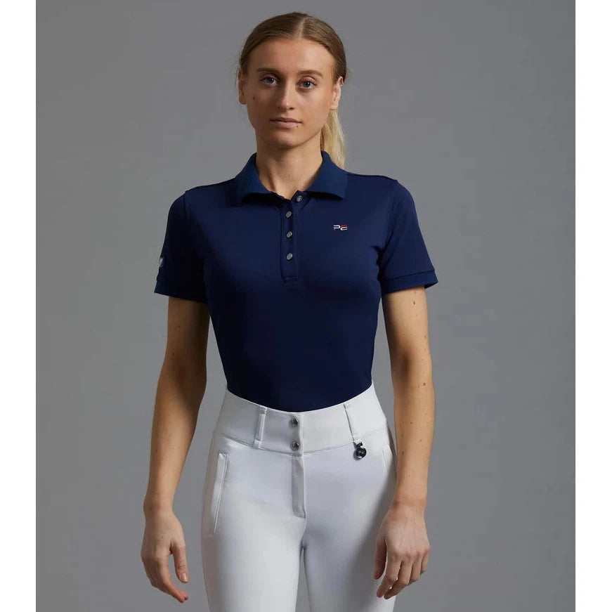 PE Ladies Team Polo Shirt Trendy Button-Front Short Sleeve