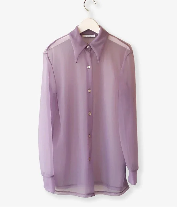 PHEENY/NYLON SMOOTH SHIRT(LAVENDER) Stylish Round Neck Shirt