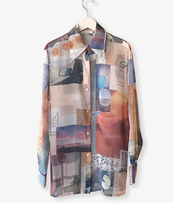 PHEENY/PRINT CHIFFON SHIRT(MULTI)1 Comfortable Short Sleeve Tunic