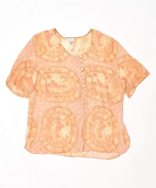 PRESTIGE Womens Shirt Blouse UK 18 XL Beige Viscose Vintage Stylish Casual Short Tee PRESTIGE Womens Shirt Blouse UK 18 XL Beige Viscose Vintage Stylish Casual Short Tee