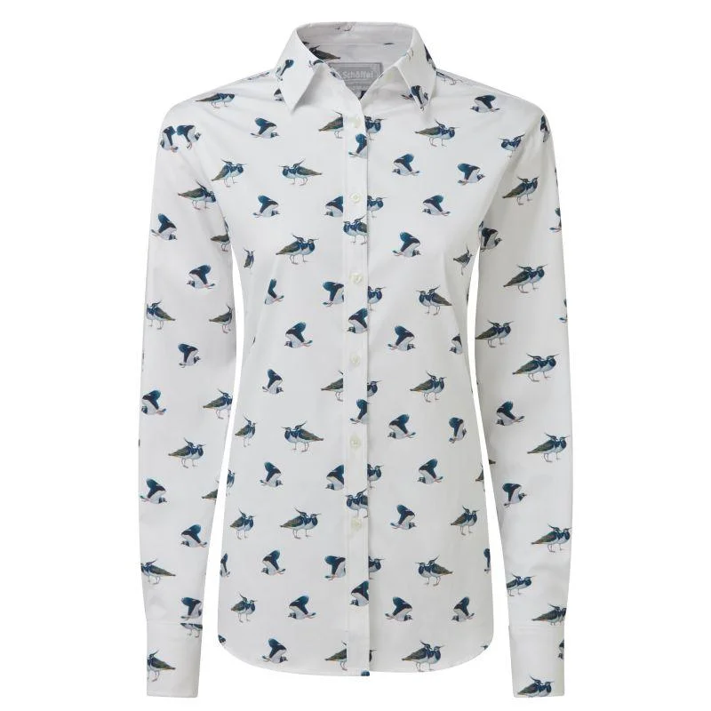 Schoffel Owen Williams Ladies Shirt - Lapwing Print Classic Short Sleeve Blouse