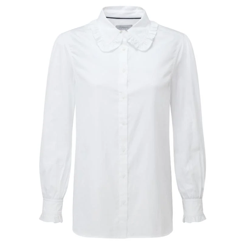 Schoffel Somerleyton Ladies Shirt - White Trendy Ruffled Short Sleeve