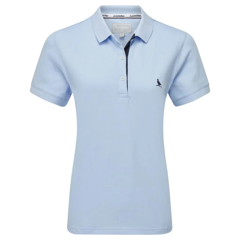 Schoffel St Ives Tailored Ladies Polo Shirt - Sky Blue Casual Oversized Short Shirt