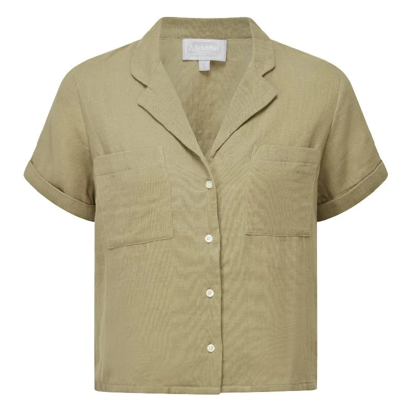 Schoffel Summerfield Ladies Shirt - Light Khaki Green Comfortable Graphic Short Sleeve