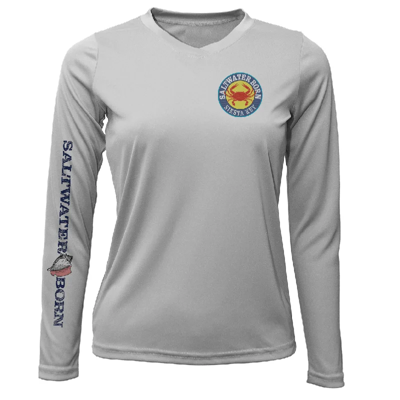 Siesta Key Steamed Crab Women's Long Sleeve UPF 50+ Dry-Fit Shirt Soft Cotton Short Tee