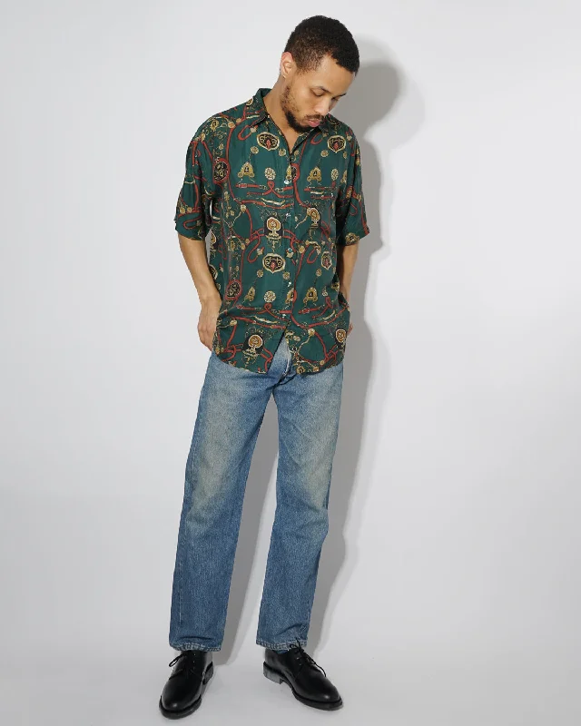 Silk shirts Short Sleeve Patterned / I Soft Flowing Short Shirt