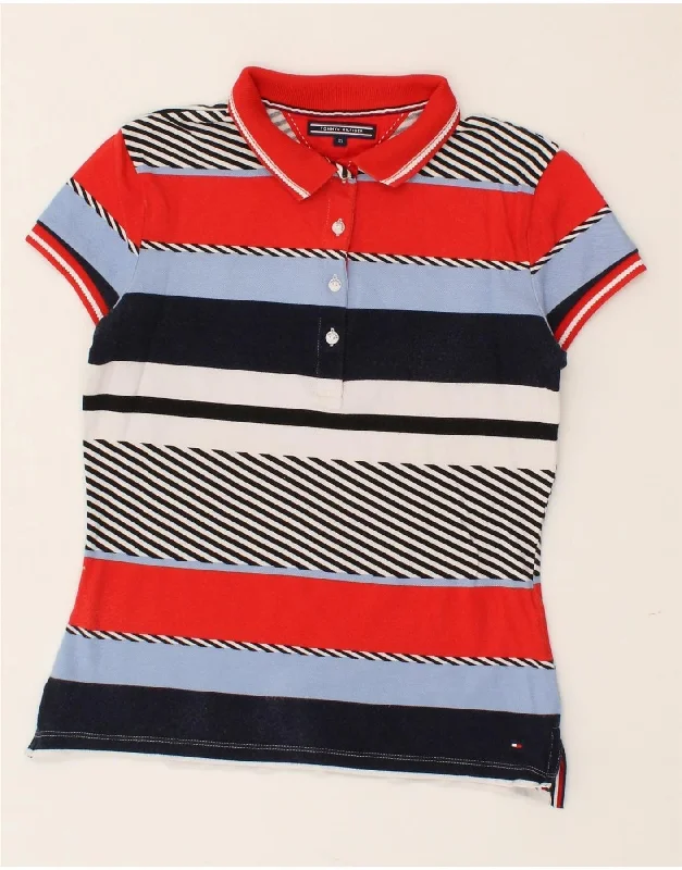 TOMMY HILFIGER Womens Polo Shirt UK 6 XS Multicoloured Striped Classic Solid Short Shirt