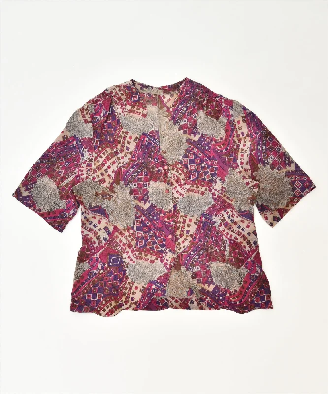 VINTAGE Womens Shirt Blouse UK 16 Large Multicoloured Geometric Classic Classic Basic Short Shirt VINTAGE Womens Shirt Blouse UK 16 Large Multicoloured Geometric Classic Classic Basic Short Shirt