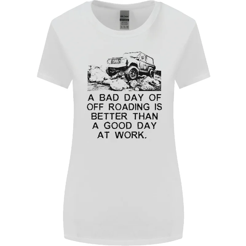 A Bad Day of Off Roading 4X4 All Terrain Womens Wider Cut T-Shirt Chenille Brocade Lace