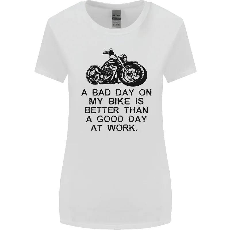 A Bad Day on My Bike Motorbike Biker Womens Wider Cut T-Shirt Chenille Fabric Brocade Fabric Lace Fabric