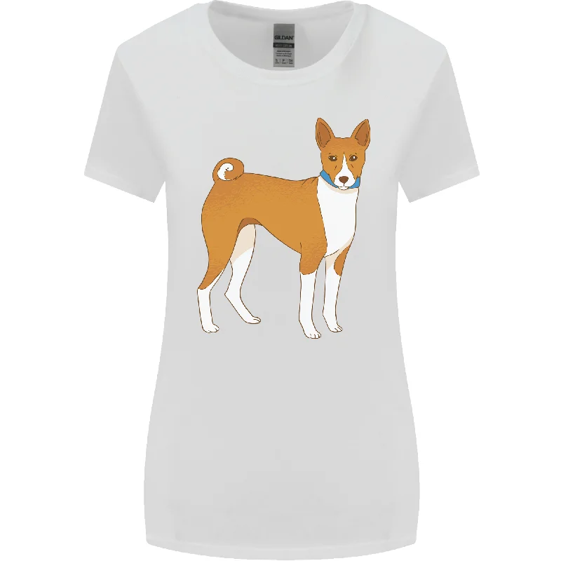 A Basenji Hunting Dog Womens Wider Cut T-Shirt Ribbed Striped Patterned