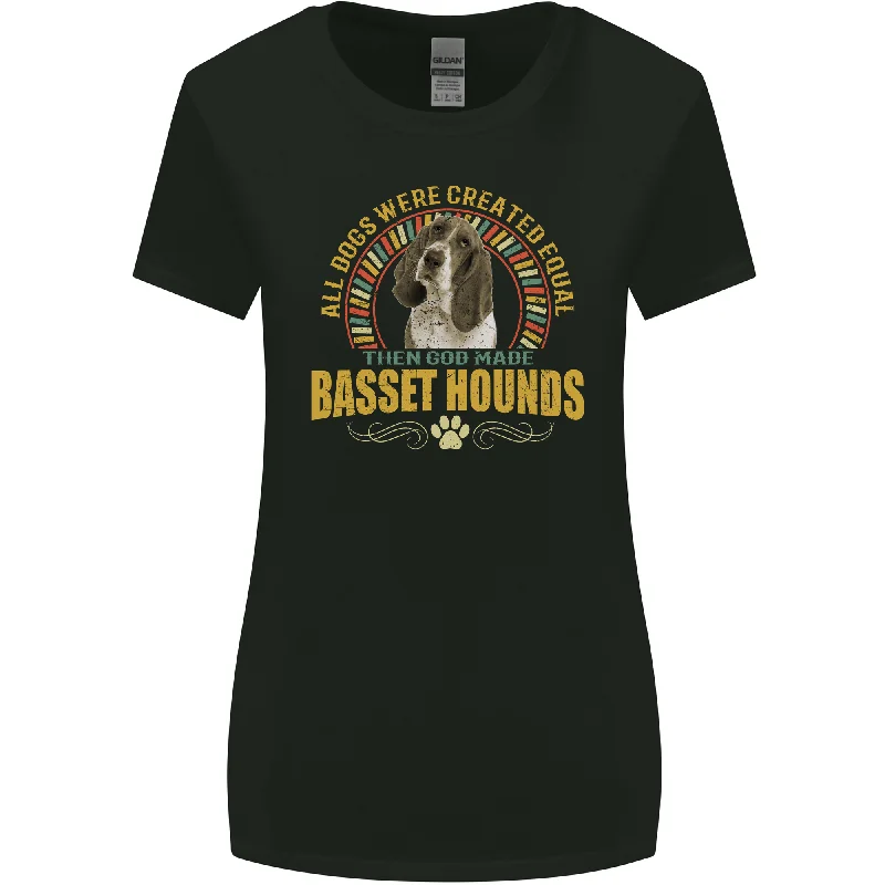 A Basset Hound Dog Womens Wider Cut T-Shirt Spandex Blend Rayon Blend Denim Blend