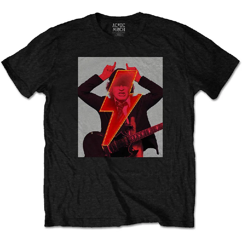 AC/DC | Official Band T-Shirt | Angus Finger Horns (Back Print) Zippered Front Buttoned Front Snap Front