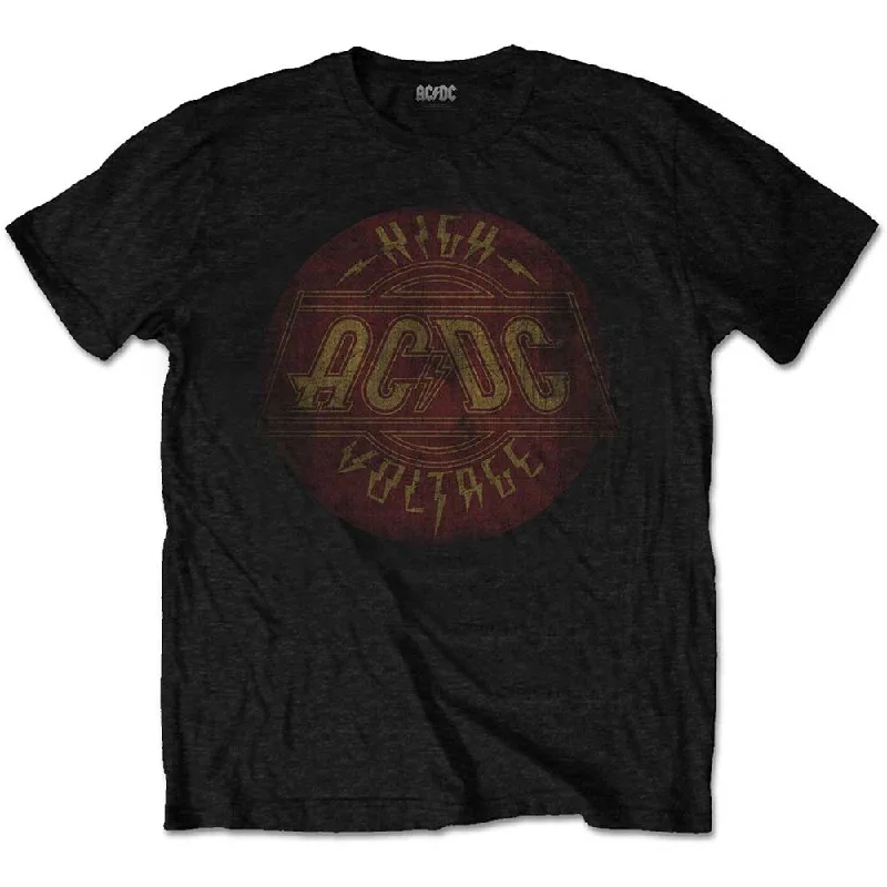 AC/DC | Official Band T-Shirt | High Voltage Vintage Notch Collar Peter Pan Collar Cowl Neck