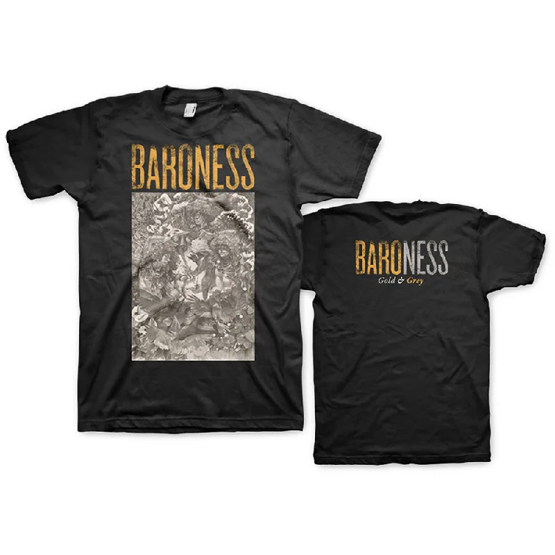 Baroness | Official Band T-Shirt | Gold & Grey (Back Print) Rayon Fabric Velvet Fabric Corduroy Fabric