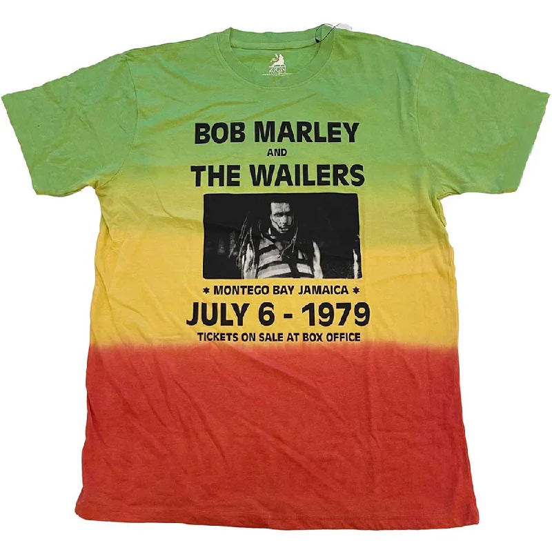 Bob Marley | Official Band T-Shirt | Montego Bay (Dip-Dye) Mesh Blend Leather Blend Suede Blend