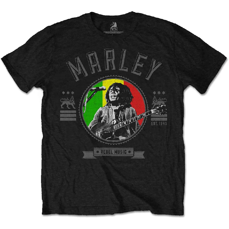 Bob Marley | Official Band T-Shirt | Rebel Music Seal Fleece Fabric Down Fabric Feather Fabric