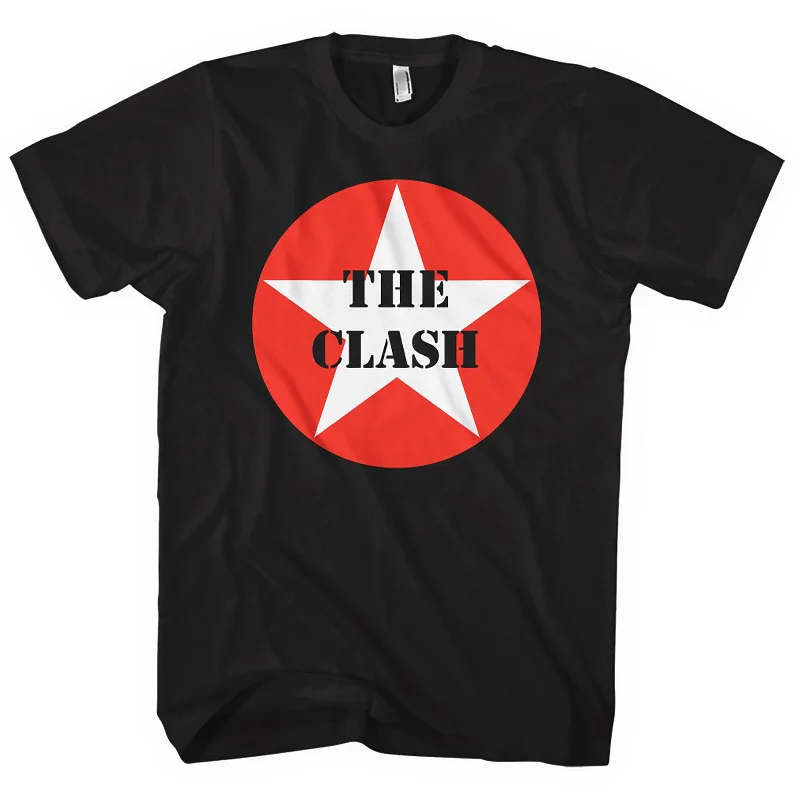 The Clash | Official Band T-Shirt | Star Badge Spandex Blend Rayon Blend Denim Blend