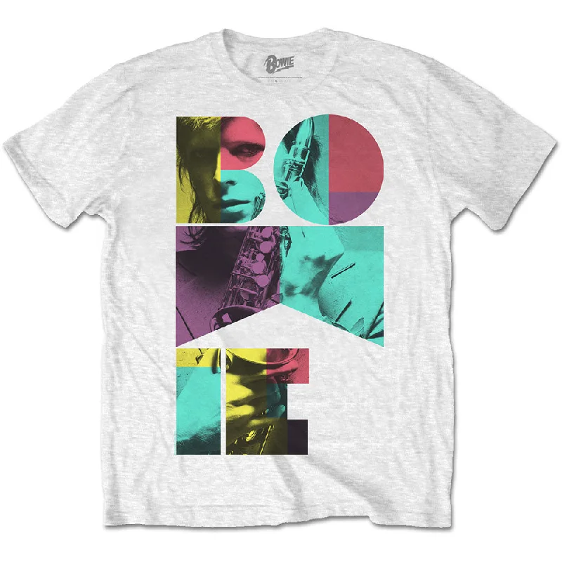 David Bowie | Official Band T-Shirt | Colour Sax Ribbed Striped Patterned