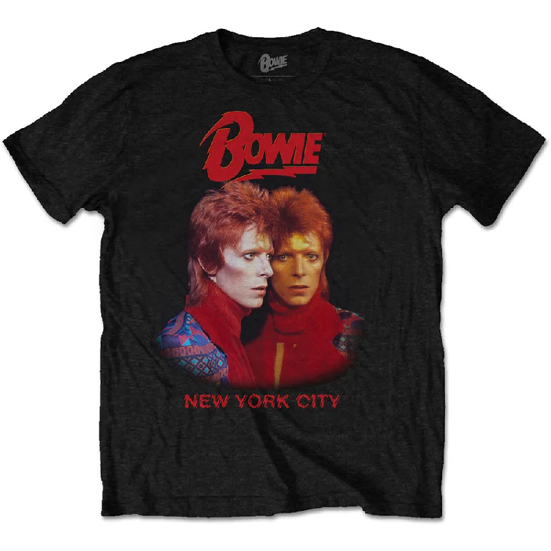 David Bowie | Official Band T-Shirt | New York City (Back Print) Mesh Fabric Canvas Fabric Denim Fabric