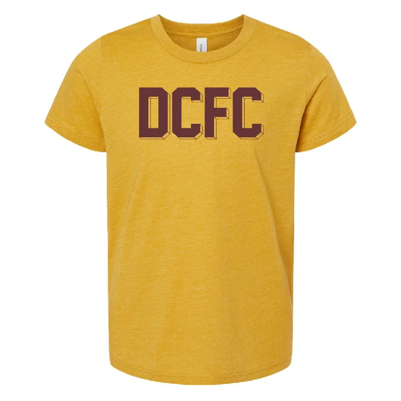 DCFC Youth Block Shadow T-Shirt- Mustard Terry Blend Velvet Blend Canvas Blend