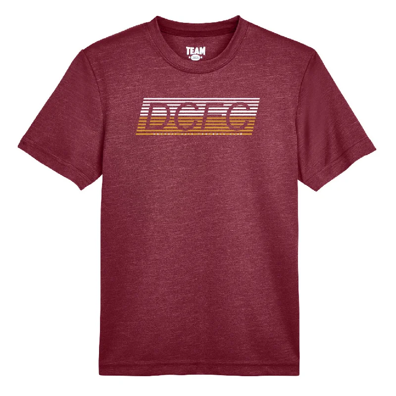 DCFC Youth Lines Performance Tee- Heather Maroon Terry Blend Velvet Blend Canvas Blend