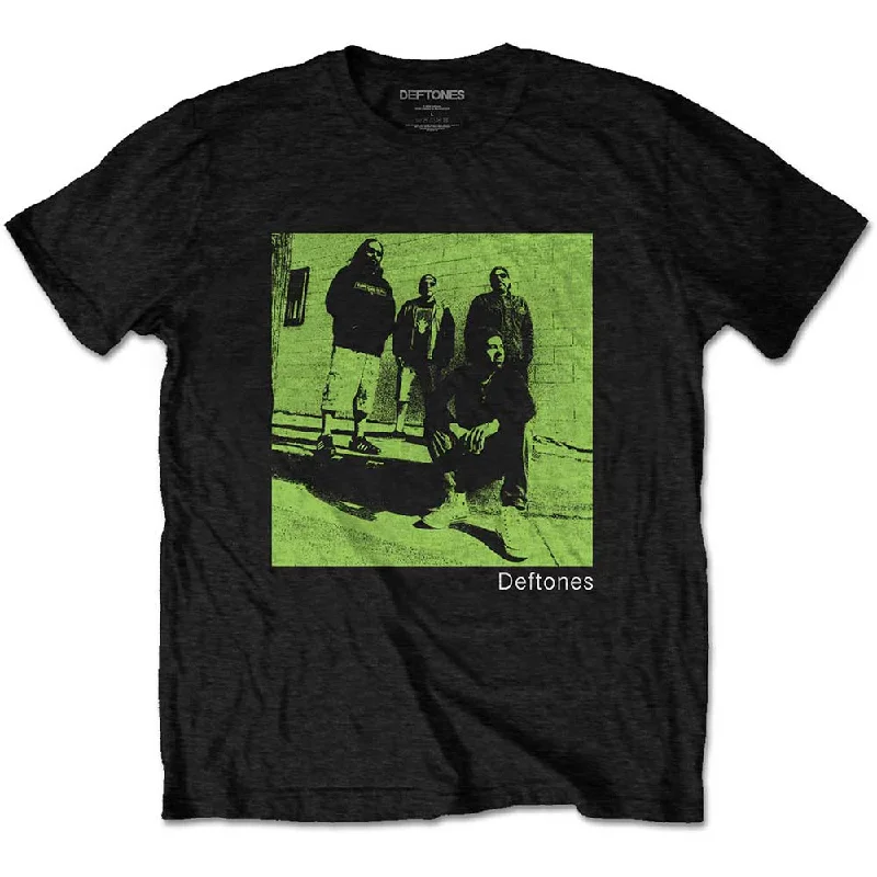 Deftones | Official Band T-Shirt | Green Photo Hooded Caped Shawl Collar