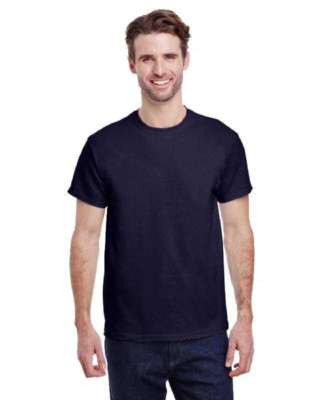 Gildan Heavy Cotton T-Shirt | Navy Striped Floral Plaid