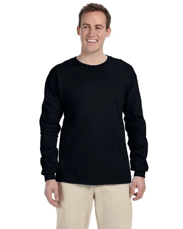 Gildan Ultra Cotton Heavyweight Long Sleeve T-Shirt | Black Knit Fabric Woven Fabric Fleece Fabric