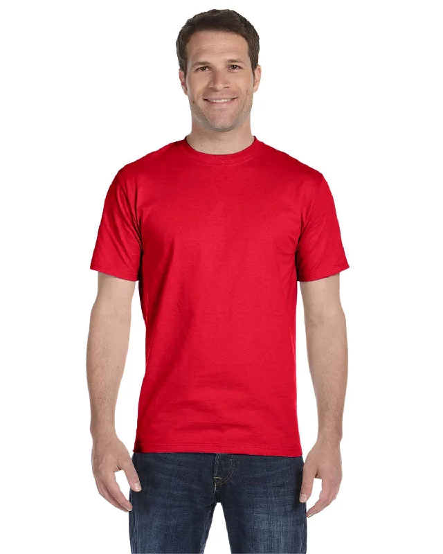 Hanes ComfortSoft 100% Cotton T-Shirt | Athletic Red Polka Dot Checkered Tartan