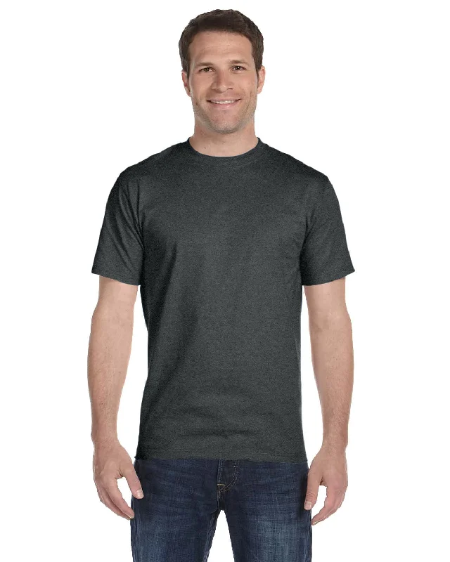 Hanes ComfortSoft 100% Cotton T-Shirt | Charcoal Heather V-Neck T-Shirt Long Sleeve Cotton