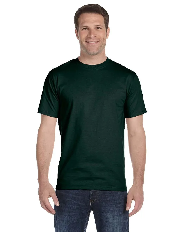 Hanes ComfortSoft 100% Cotton T-Shirt | Deep Forest Collared Crew Neck Turtle Neck