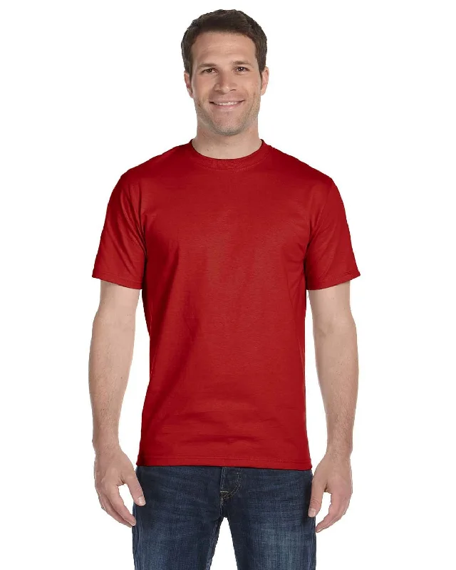 Hanes ComfortSoft 100% Cotton T-Shirt | Deep Red Notch Collar Peter Pan Collar Cowl Neck