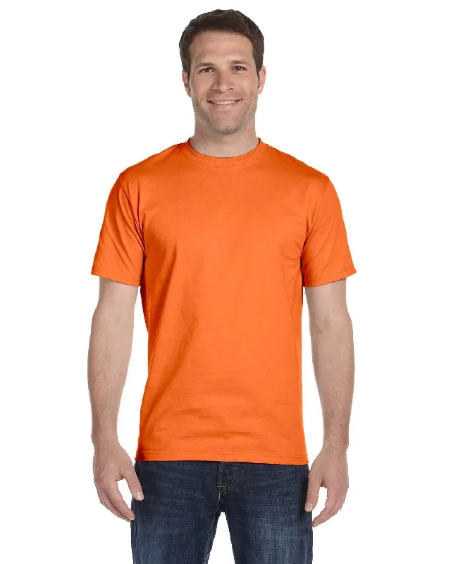 Hanes ComfortSoft 100% Cotton T-Shirt | Orange Embroidered Appliqued Beaded