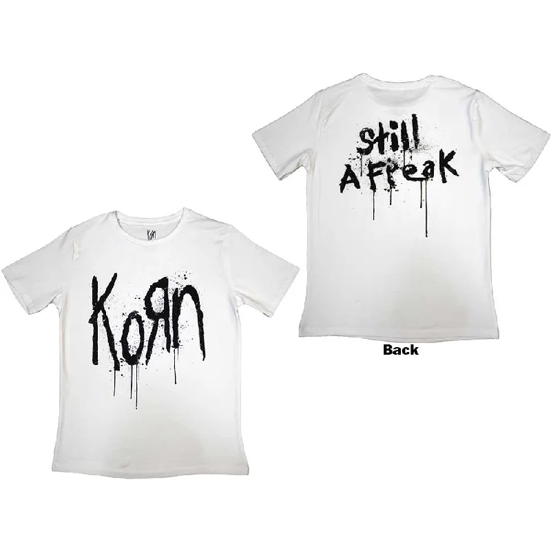 Korn | Official Band Ladies T-Shirt | Still A Freak (Back Print) white Mesh Canvas Denim