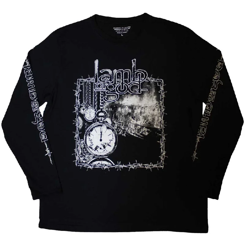 Lamb Of God| Official Band Long Sleeve T-Shirt | Barbed Wire (Sleeve Print) Terry Blend Velvet Blend Canvas Blend