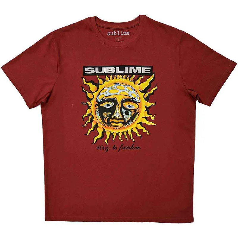 Sublime | Official Band T-Shirt | GRN 40 Oz Red Spandex Blend Rayon Blend Denim Blend