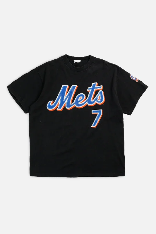 Vintage NY Mets MLB Tee - M Satin Blend Silk Blend Wool Blend