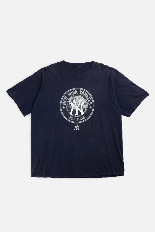 Vintage NY Yankees MLB Tee - XL Ribbed T-Shirt High Neck Heavyweight